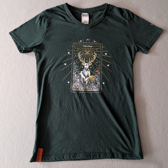 Jagermeister Tops - Official Jagermeister Green Tarot Stag V Neck Shirt Women's M Collectible Rare